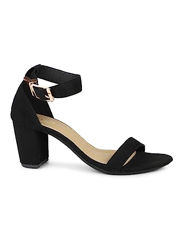 Image of Inc.5 womens Women Black Open Toe Block Heels With Ankle Loop Sandal