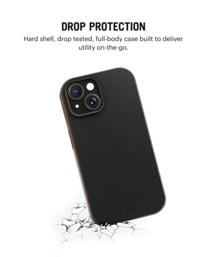Image of DailyObjects Leatherite Case for iPhone 15 Compatible with MagSafe Wireless Charging | Black-Beige Hybrid Magnetic Back Cover