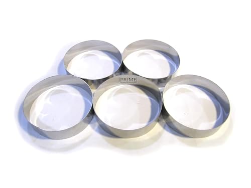 Image of Prime Bakers and Moulders Round Cutting Steel Rings, Burger bun Cutter Mold Baking and Cake Decorating (5 Pieces) (4 Inch)