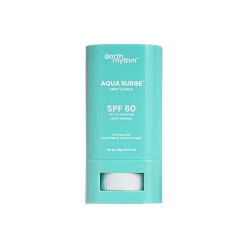Earth Rhythm Aqua Surge Hydrating Sunstick SPF 60 PA++++. Ceramides & Hyaluronic Acid. No white Cast. No Parabens, Vegan.