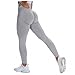 Leggings da donna, senza cuciture, a maglia, con arricciatura, a vita alta, pantaloni elastici, per allenamento, jogging, palestra, yoga, pantaloni da donna, grigio, L