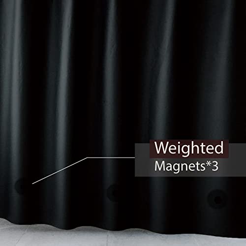 Tikabc Shower Curtain Liner, Black Peva 4G Lightweight Shower Liner, Plastic Waterproof Shower Curtains, 72X72 Inch With 12 Grommet Holes 3 Large Magnetic Weights And 12 Hooks(Black) #TOP3