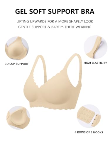 COCOMARTS Jelly Bras for Women No Underwire Push Up Bra Semolina,S - image 5