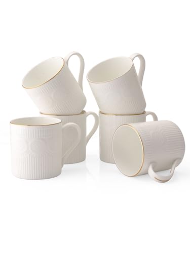 Image of Clay Craft Fine Ceramic Gold Printed Tea /Coffee Cup Set of 6-200 ml Each (Flame IMP 1101), Tea Cup Set of 6, Mugs for Coffee, Cups Set of 6, Mug Set, Ideal for Gifting, Perfect for Home and Office
