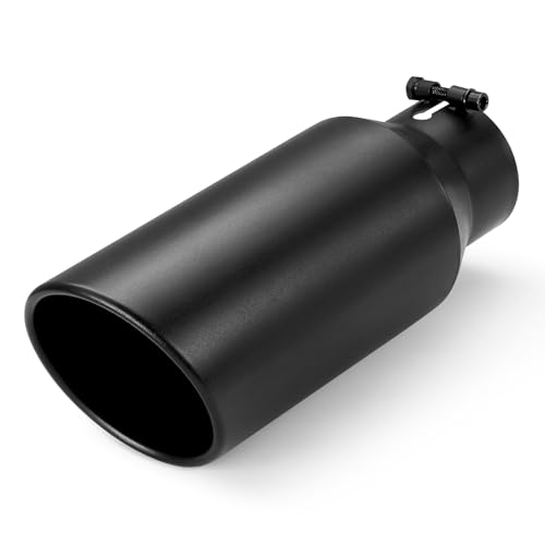 Wabuiltown Exhaust Tip 4 Inlet 6 Outlet 12 Long High Performance Stainless Steel Peel-Resistant Black Powder Coated Rolled Angle Cut Bolt-On Diesel Tail Pipe Universal for Car Truck