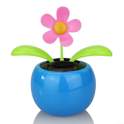 Girasol bailarín solar, flor bailarina alimentada por energía solar, figuras de baile oscilante para coche, adornos de flores para decoración de escritorio del hogar del automóvil (azul)