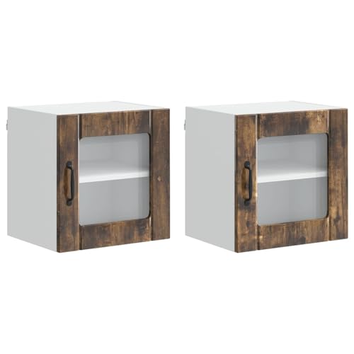 GeenYuu Lucca - Armario de cocina (2 unidades, madera de roble ahumado, 40 x 31 x 40 cm, interior moderno, con construcción duradera y práctico espacio de almacenamiento)