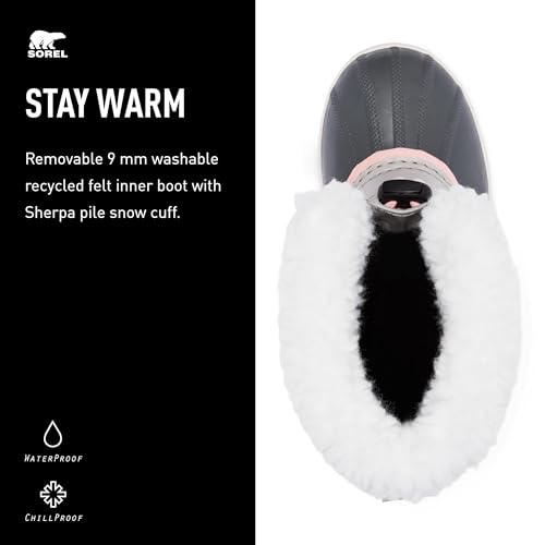 Sorel Youth Unisex Yoot PAC Nylon Waterproof Boots - Dove, Gum 2 - Size 104