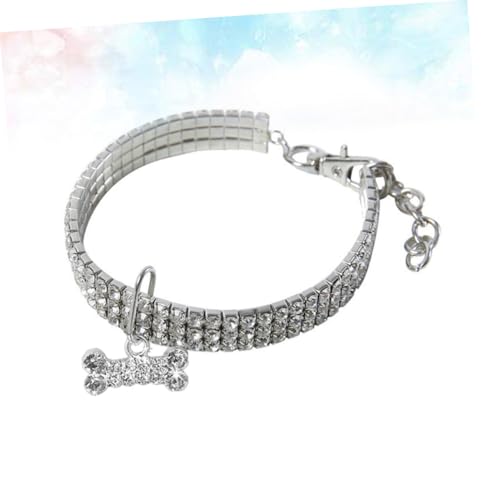 SOIMISS Collar Elástico para Mascotas con de Cristales Brillantes y Colgante Forma de S Blanco para Perros y Gatos Pequeños Diseño y Cómodo para Diario