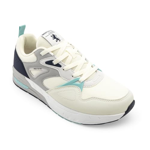 Image of Red Tape Men's Sneakers White Grey Pu Mesh Round Lace-Up