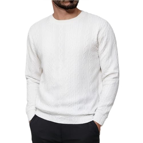 Men's Crewneck Pullover Sweater Casual Knit Textured Sweaters Long Sleeve Slim Fit Business Top