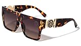 Kleo Eminent - Flat Top Classic Square Side Floating Coin Lion Head Medallion Hip Hop Sunglasses (Brown)