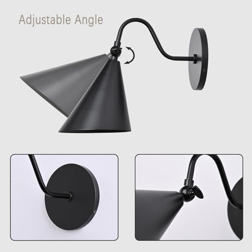 Image of Modern Soft Black Wall Sconces with Movable Metal Shape, Goose Neck Style Metal Bedside Lamp Wall Light Fixture, Room Decor Picture Light, Bedroom Decor Reading Light, Wall lamp for Bathroom