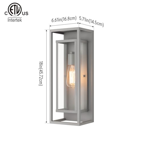 Image of mirrea 18 inch Modern Outdoor Porch Wall Light, Matte Gray, 2 Pack