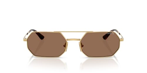 Vogue Eyewear Women's VO4329S Octagonal Sunglasses, Gold/Dark Brown, 55 mm