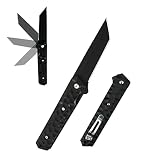 Tanto Pocket Knife, EDC Folding Hunting Knife with Aluminum Handle and Clip, Thumb Open Outdoor Knif