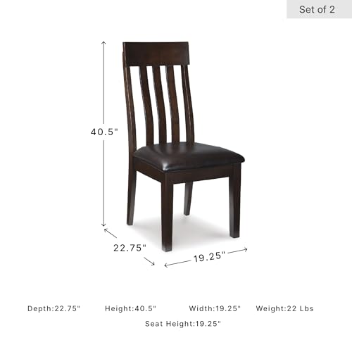 Image of Signature Design by Ashley Haddigan Faux Leather Cushioned Rake Back Dining Chair, 2 Count, Dark Brown
