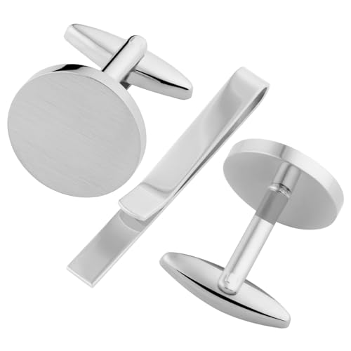 Image of GWD Cufflinks and Tie Clip Set Personalized Cuff Links Business Wedding