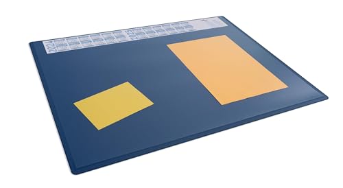 Durable Schreibunterlage mit Jahreskalender, 65 x 50 cm, rutschfest, PP, Made in Germany, Schreibtischunterlage dunkelblau, 722307
