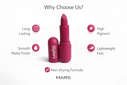 Image of Mars-Matte Creamy Lipstick | Non-drying, Highly pigmented Lipstick | Shade- multisades, 3.8gm| (PINK LEZZA)