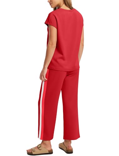 Image of Sampeel Two Piece Sets for Women Summer Vacation Outfits Cap Sleeve Tops Lounge Matching Sets Clothing Beach Fashion Clothes
