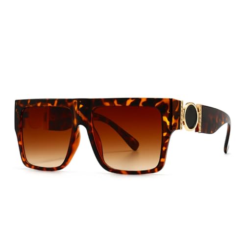 Lunettes de soleil carrées surdimensionnées mixtes style rétro
