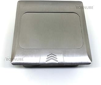 Hydraulic Pop UP Box Cable Cubby Extension Board with Universal Power Socket, CAT6 LAN, USB Ports (Silver)