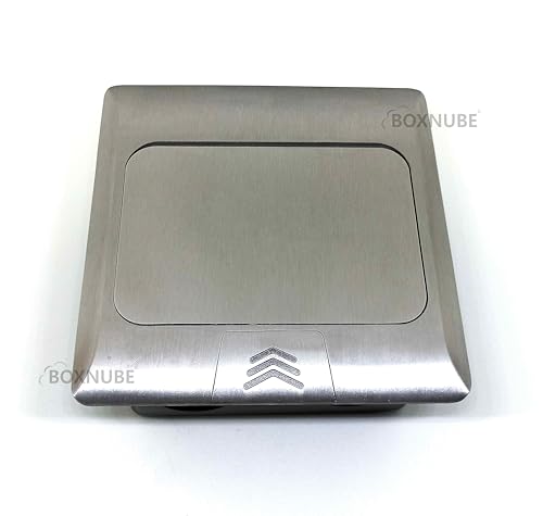 Hydraulic Pop UP Box Cable Cubby Extension Board with Universal Power Socket, CAT6 LAN, USB Ports (Silver)