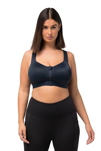Ulla Popken Sujetador Deportivo, sin Aros, Cremallera, Tirantes Cruzados Marina 110B 823174133-110B