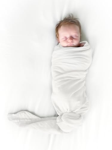 Image of BWD Baby Swaddle Blanket - Ultra-Soft 70% Bamboo Viscose & 30% Organic Cotton Muslin - Lightweight, Breathable, Stretchy - Newborn Essential 47 inch (White)