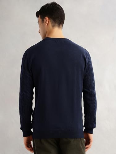 Image of Thomas Scott Men's | Regular Fit | Long Sleeves | Round Neck | Self Design | 100% Cotton | Knitted | Pullover | Sweater