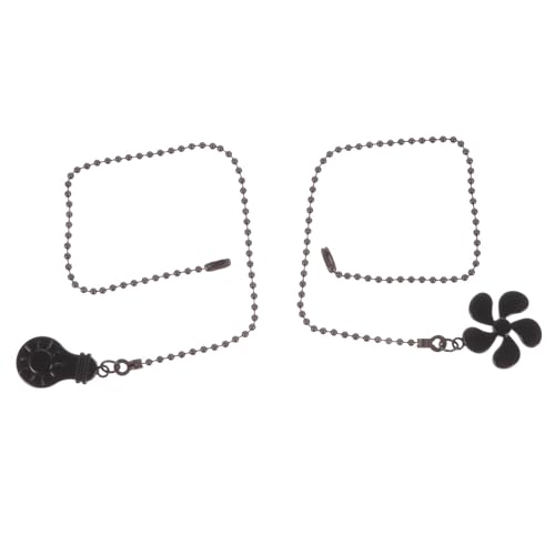 Hohota 2PCS Ceiling Light Metal Pendant Pull Chain Extension Chandelier Chain Extender Home Hardware Accessory(Black)