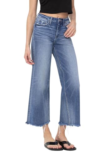 Flying Monkey Women's High-Rise Crop Wide Leg Jeans in Sagacity3