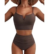 Herseas High Waisted Bikini Sets for Women - V Wire Two Piece Swimsuits Swim Suits 2026 Tummy Con...