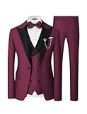 SPTALLFITJSV Red Wine Suits - Men's Slim Fit Tuxedo Sets for Wedding, Prom, Business & Party - XL - Christmas Suits