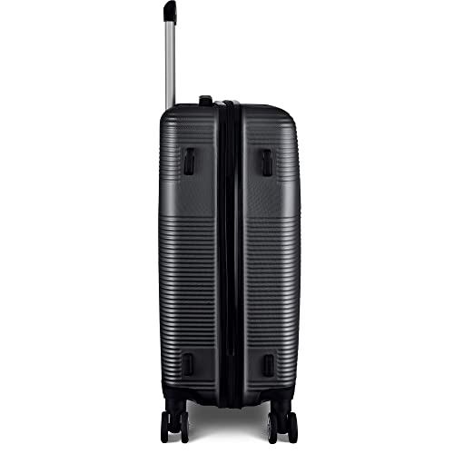 3 Piece Luggage Set with TSA Lock, Durable Lightweight Cross Stripe Suitcase Hardshell Luggage Set with Hooks and 360 Degree Spinner Wheels (20in/24in/28in) Black As Shown One Size3