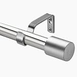 Deconovo 25mm Splicing Curtain Pole for Windows, Telescoping Curtain Rod 122-213cm with Brackets Fittings Set and Finials, Sturdy Silver Curtain Poles for Door Way