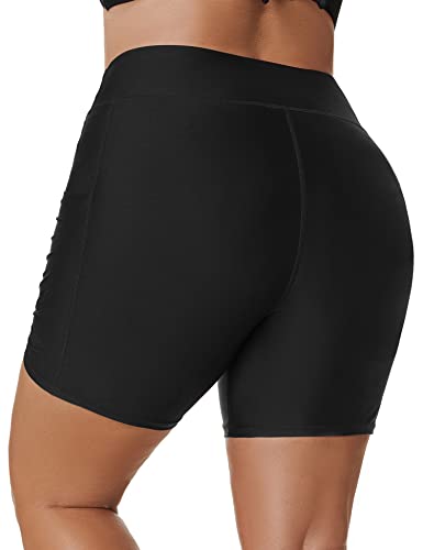 Tournesol Women's Plus Size Swim Shorts High Waisted Swimsuit Bottoms Tankini Boy Shorts Bathing Suit with Pocket3