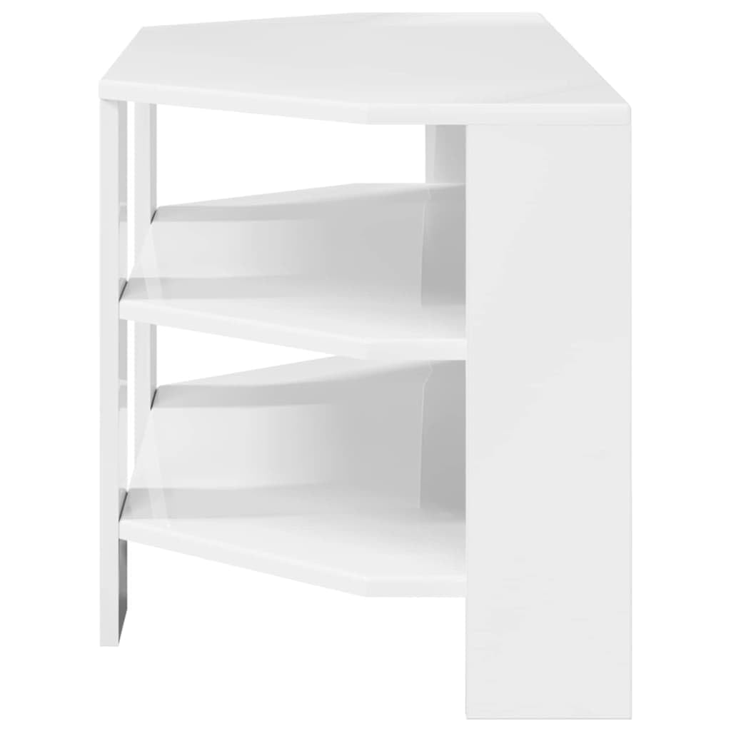 Mobile angolare per TV bianco lucido, 102 x 40,5 x 45 cm, in