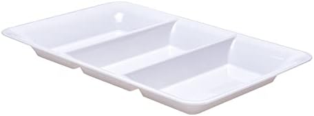 Lullaby 3 Sectional Plastic Serving Tray 14.2" x 9", 3 Pack White Serving Platters for Cheese Cracker Food, BPA-Free and Reusable