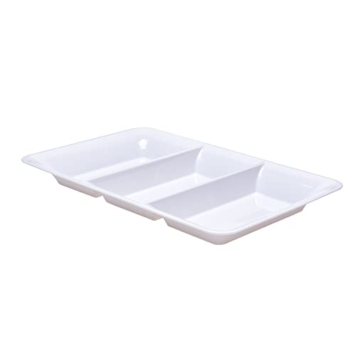 Lullaby 3 Sectional Plastic Serving Tray 14.2" X 9", 3 Pack White Serving Platters For Cheese Cracker Food, Bpa-Free And Reusable #TOP3