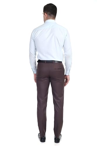 Image of Men's Stretchable Solid Plain Formal Trousers - Regular Fit Stylish Pants for Office & Party, Fashionable Dress Trousers for Men