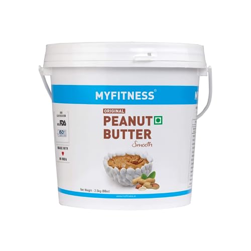 MYFITNESS Original Peanut Butter Smooth 2.5kg | 21g Protein to Boost Energy | Tasty & Healthy Nut Butter Spread | Vegan | Cholesterol Free, Gluten Free | Zero Trans Fat | Smooth Creamy Peanut Butter