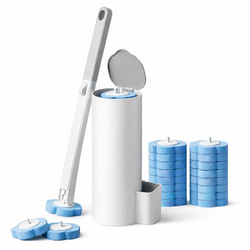 Einweg-Toilettenbürste hygienisch mit Halter & 24 Schwammköpfen