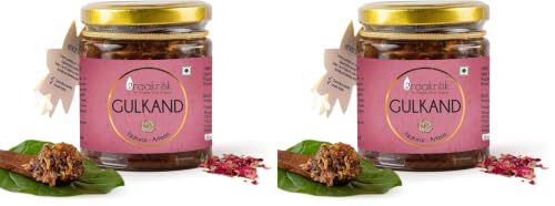 Image of Praakritik Natural Gulkand - 250g, Made with Damask Rose, Honey & Mishri, Pure Vegetarian, Rich in Calcium & Antioxidants, Natural Cooling & Digestive Aid, Sweetened with Raw Sugar, Healthy & Delicious Dessert
