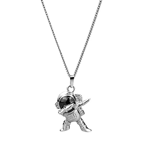 Astronaut Necklace For Men Women Stainless Steel Silver Fashion Punk Rock Hip Hop Anime Edgy Trendy Cool Simple Unique Design Dance Astronaut Pendant Necklace Jewelry Gift For