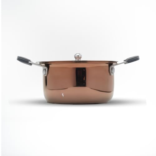Image of Silver Queen Tri-Ply Stainless Steel Mini Casserole Saucepot | Rice Patila | Induction & Gas Compatible, Even Heat Distribution & Durable Design, Gift Item (Copper Finish 10 cm, 0.35 LTR)