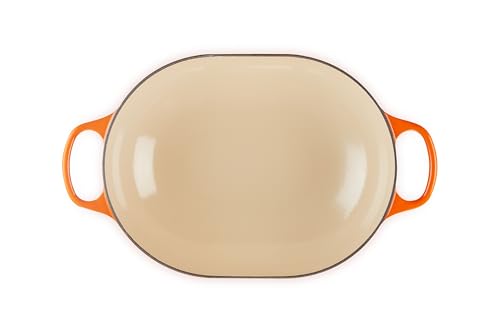 Image of Le Creuset Enameled Cast Iron Oval Casserole with Lid, 3.75 qt., Flame