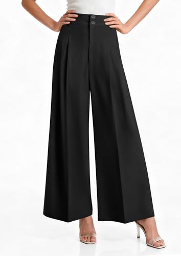 PRETTYGARDEN High-Waist Wide-Leg Palazzo Pants (Black) — view 2