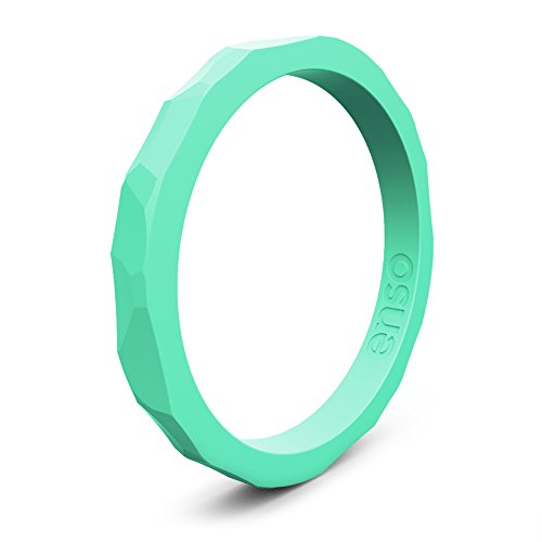 Enso Silicone Ring / Wedding Band. Hammered Design for Men and Women Color: Sea Foam Green. Size: 6